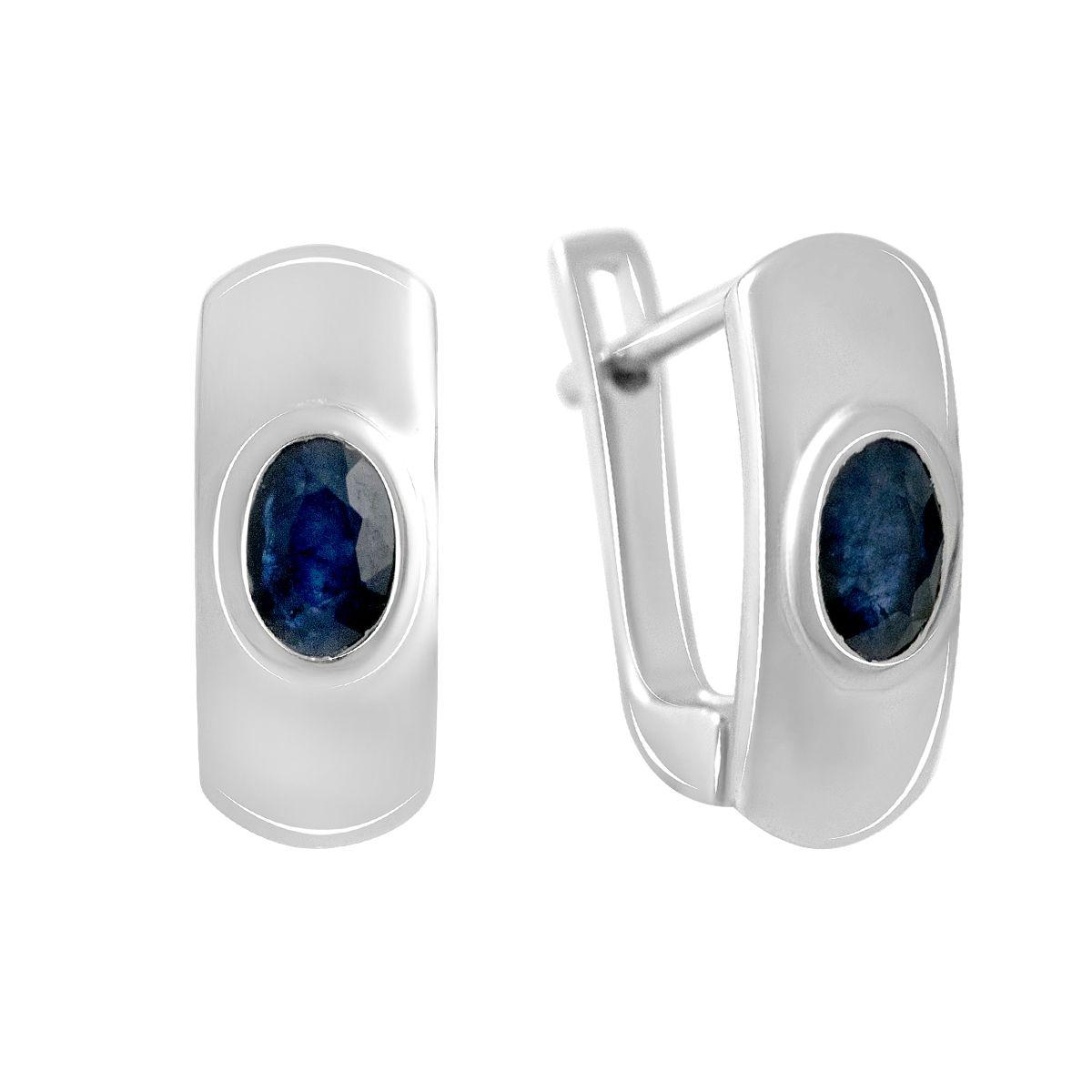 Срібні сережки ortex з натуральним сапфіром 1.095ct (2140573)