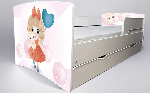 Ліжко для дівчинки Малятко Girl з шухлядою на ламелях, захисний бортик