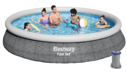 Надувний басейн Bestway 57313 (457 x 84 см) сірий