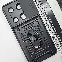 Протиударний чохол із закритою камерою шторкою кільцем на Poco M6 Pro 4G / на телефон поко м6 про 4дж