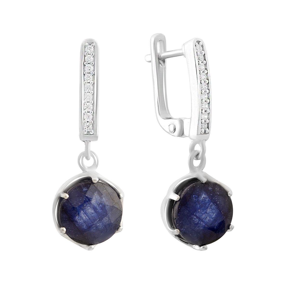 Срібні сережки ortex з натуральним сапфіром 8.573ct (2157632)