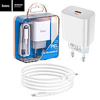 Зарядное устройство Hoco C76A Plus PD 20W + QC3.0 Type-C Lightning white / быстрая зарядка.