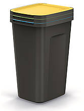 Баки для сортування сміття Keden COMPACTA Q Plus, комплект 3x50 л, чорний, кришка синя, зелена, жовта