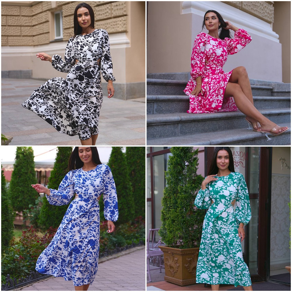 Плаття софт міді з довгими рукавами розміри норма