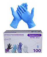 Рукавички нітрилові сині 100шт/50пар Розмір M, L