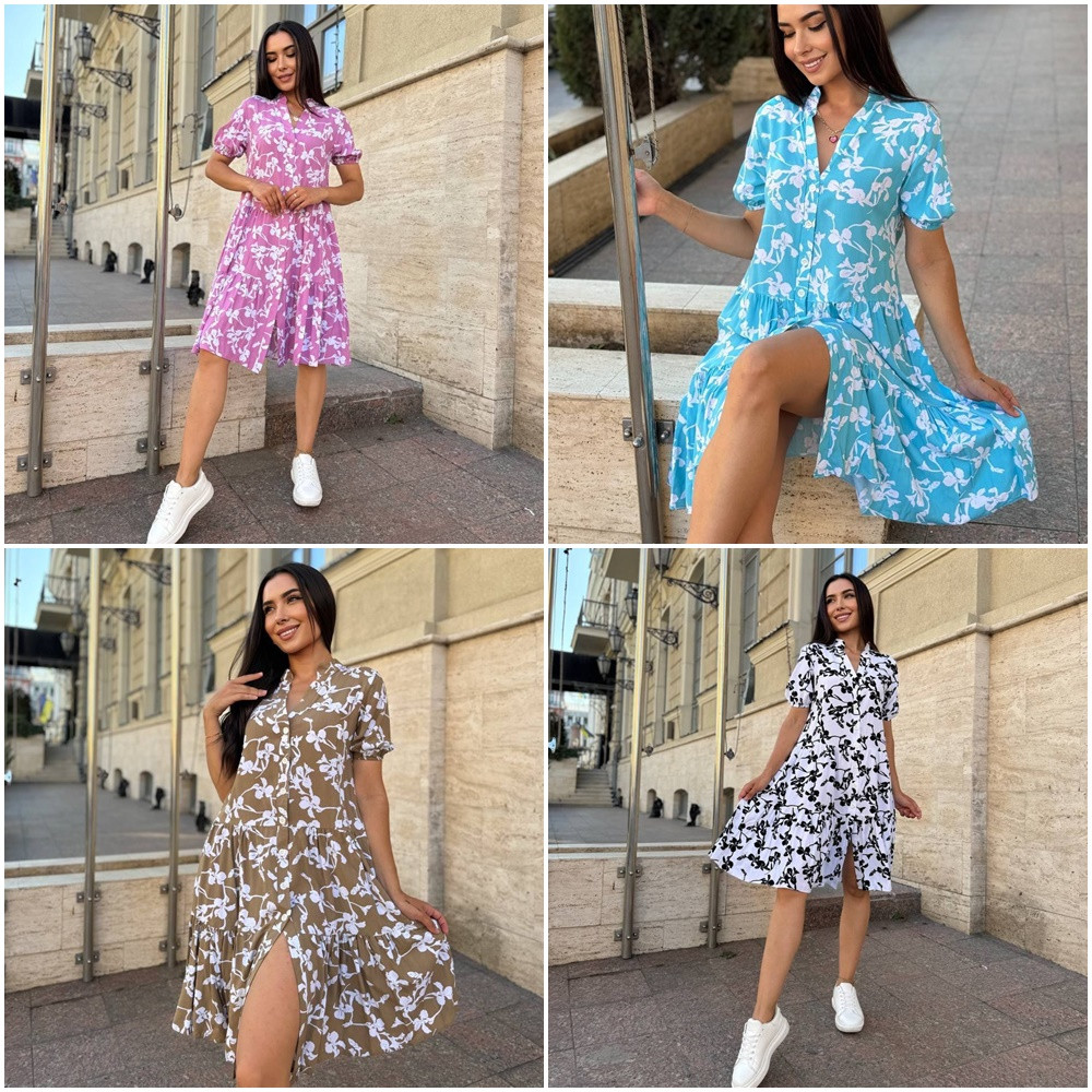 Сукня софт міді з довгими рукавами та красивими візерунками розміри норма й батал