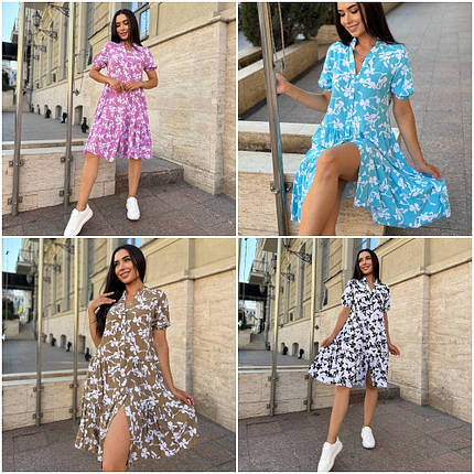 Сукня софт міді з довгими рукавами та красивими візерунками розміри норма й батал, фото 1