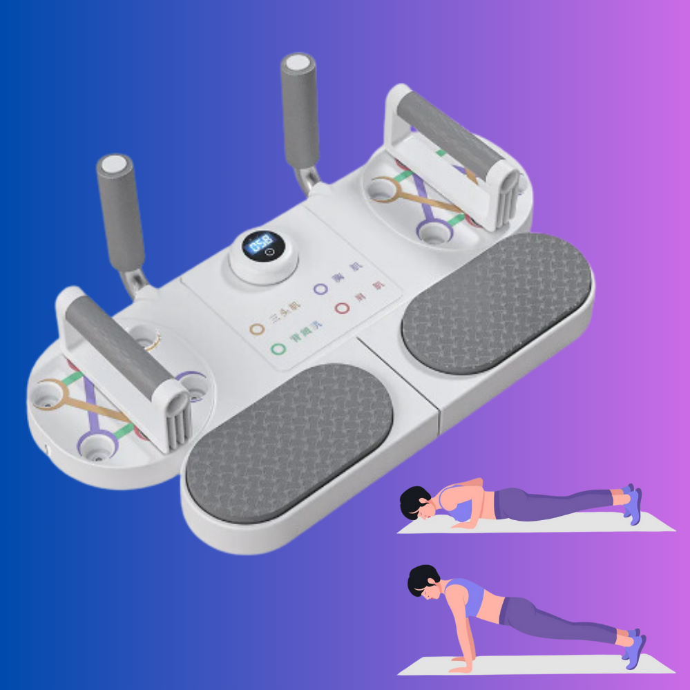 Платформа дошка для віджимань та планки Multifunctional Push Up Board Тренажер стійка з еспандерами та таймером