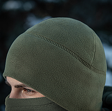 Комплект шапка + баф, фліс 320 г/м2 — олива, зимовий, антипілінговий, універсальний, фото 3