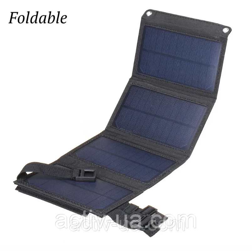 Сонячна панель водозахисний зарядний пристрій Foldable 10 W, на 1 USB-вихід, 5V/2А, Чорний