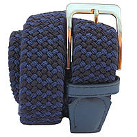 Ремінь плетений гумка комбінованна (темно-синій з синім), 35 мм. Арт.: RPR0023-35