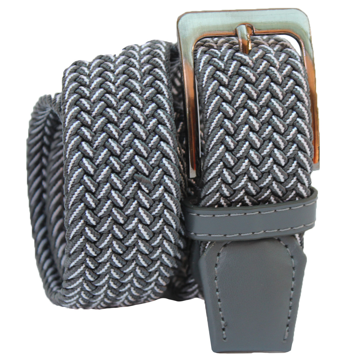 Ремінь плетений гумка комбінованна (сірий з білим), 35 мм. Арт.: RPR0024-35