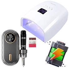 Портативний набір (на акумуляторі) для майстра манікюру 2в1: лампа S10 + фрезер JF-603, RD-58