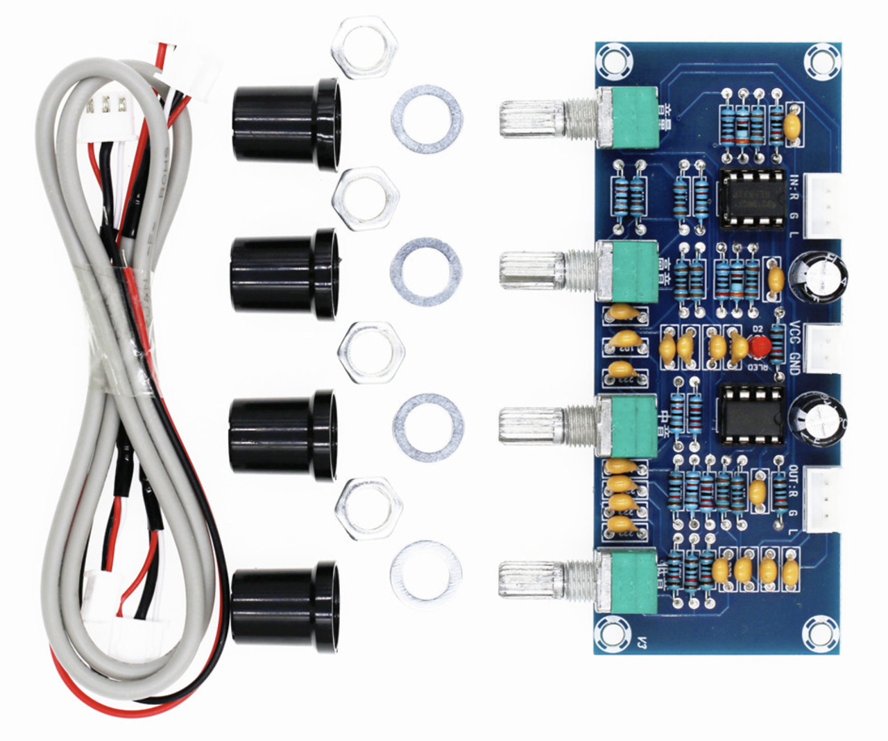 Плата стерео передпідсилювача XH-A901 на мікросхемі NE5532, темброблок з регулюванням гучності, ВЧ, НЧ, 12-24В