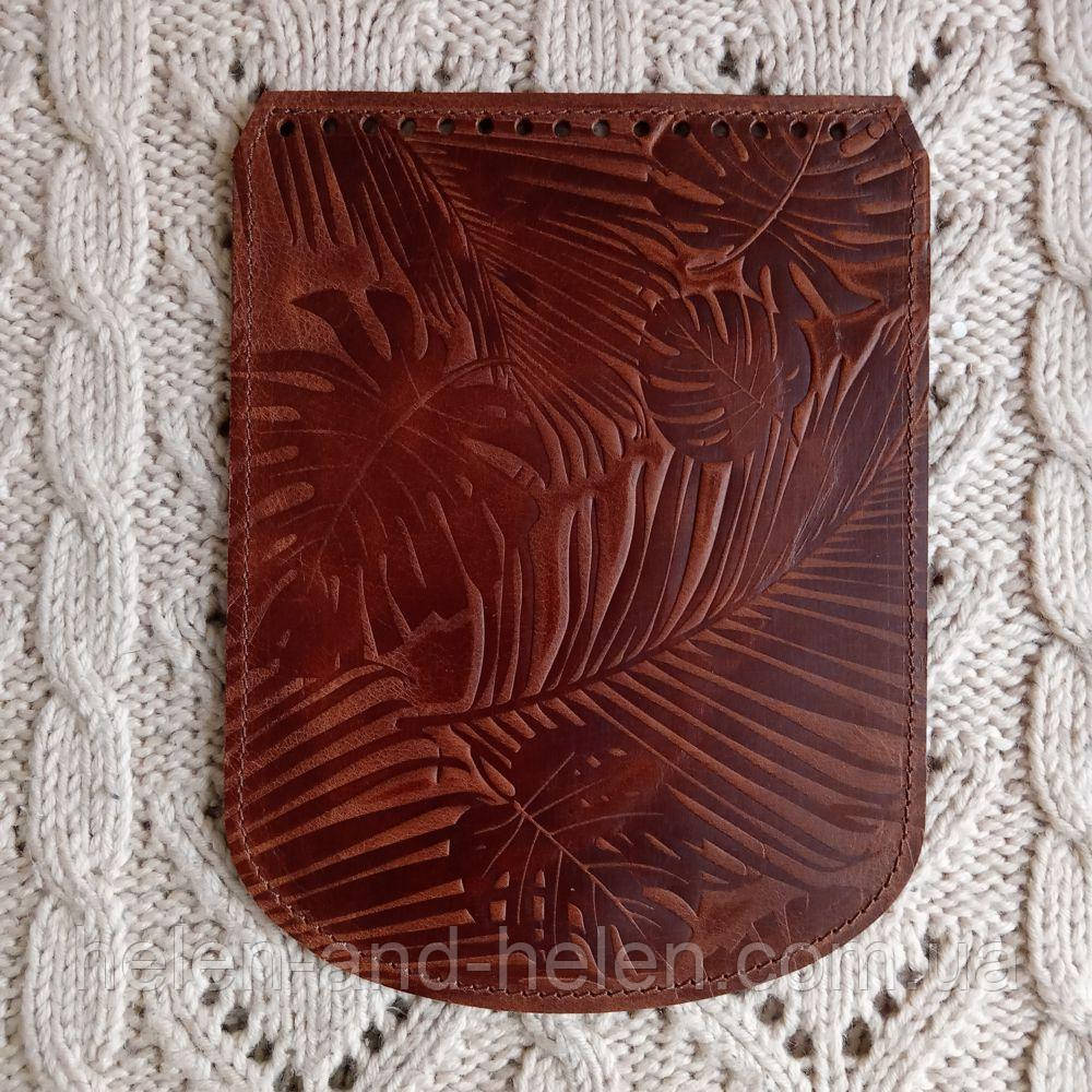 Клапан для рюкзака "Листя". Колір "Коньячний"., фото 1