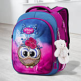Каркасний шкільний рюкзак + пенал/ Ранець SkyName для першого класу дівчаткам/ Ортопедичний портфель рожевий з совою в школу, фото 2