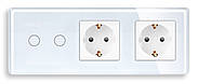 Сенсорний Wi-Fi + BLE вимикач (2кл.) + Розетка (2 шт.) 1DAL | Білий Скло (G228D-SW2G.WF-STX2.WT), фото 2