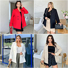 Піджак класичний жіночий із льону довгі рукави розміри норма й батал