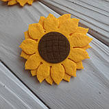 Брошка квітка соняшника з фетру 7 см, фото 3