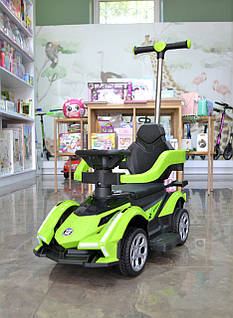 Каталка-толокар з мотором з батьківською ручкою M 5781, green