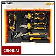 Набор шарнирно-губцевого инструмента Profi 4 предмета INGCO Бокорез Длинногубцы Клещи Плоскогубцы