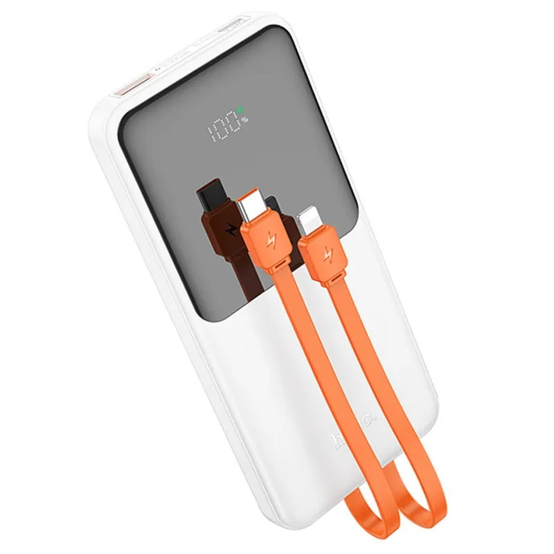 Павербанк зі швидкою зарядкою 22.5W та кабелями Type-C/Lightning 10000mAh HOCO J119 |1USB/1Type-C, 22.5W+PD20W| Білий, фото 1
