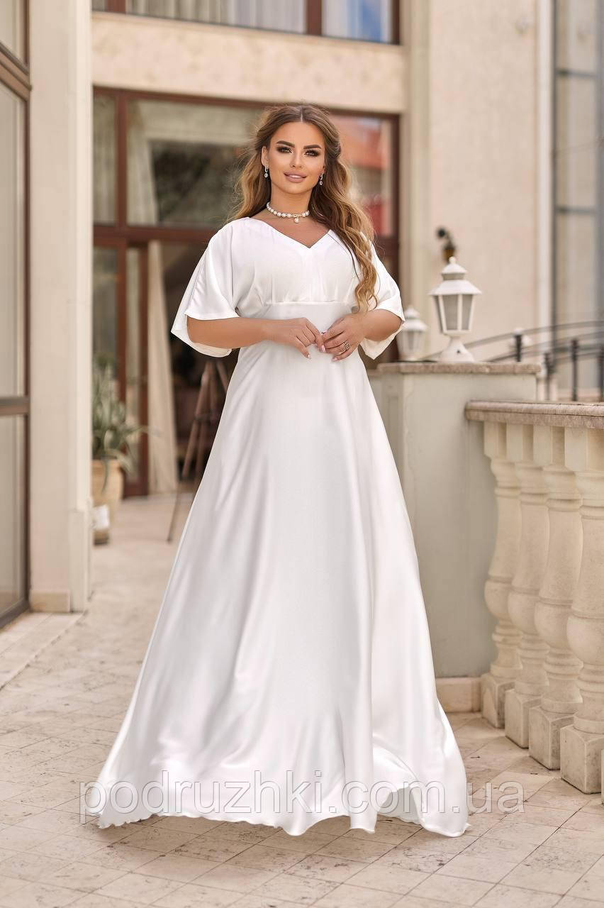 Жіноча однотонна сукня максі довжини Тканина шовк Розміри 50-52, 54-56, 58-60, 62-64, фото 1