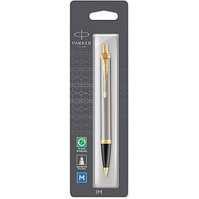 Ручка кулькова Parker IM 17 Brushed Metal GT BP блістер, синя