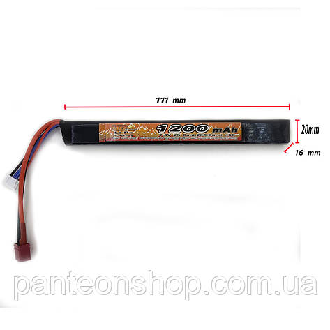 Акумулятор Li-Po 11.1V 1200mah - stick 20-40C Т-конектор (VBPower) (для страйкболу), фото 1