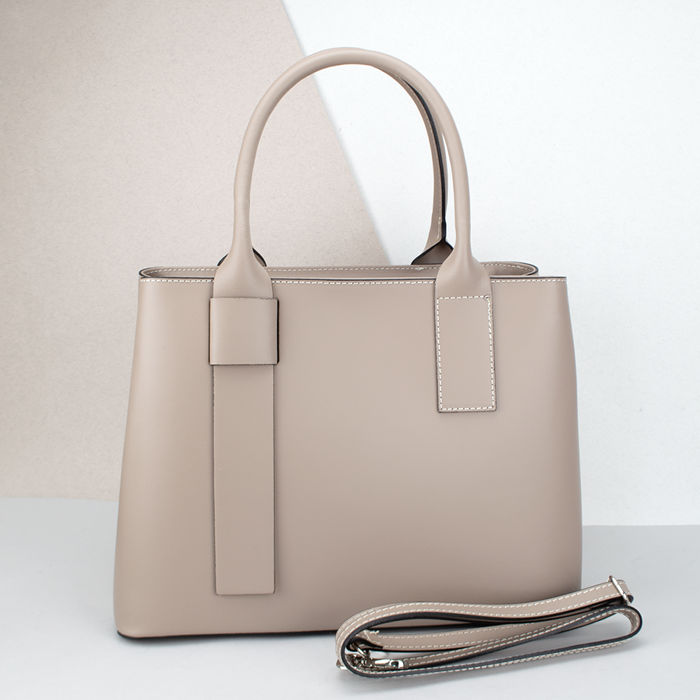 Сумка жіноча шопер шкіряна Virginia Conti 02816_L велика з 2 ручками пудрова, фото 1