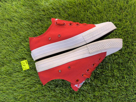 СКИДКА 36 р Кеди Червоні на білій підошві red текстиль КотОН з логотипом Converse ALL STAR, фото 6