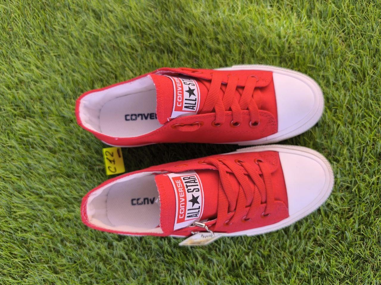 СКИДКА 36 р Кеди Червоні на білій підошві red текстиль КотОН з логотипом Converse ALL STAR