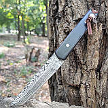 Ніж нескладний Damascus Tanto с з намистом череп, фото 2