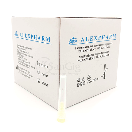 Голка ін'єкційна одноразова стерильна "Alexpharm", 30 G (0,3*13 мм), фото 1