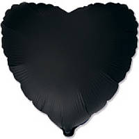 Фольгована кулька "Серце" чорна сатин Flexmetal 18"(45см) 1шт.