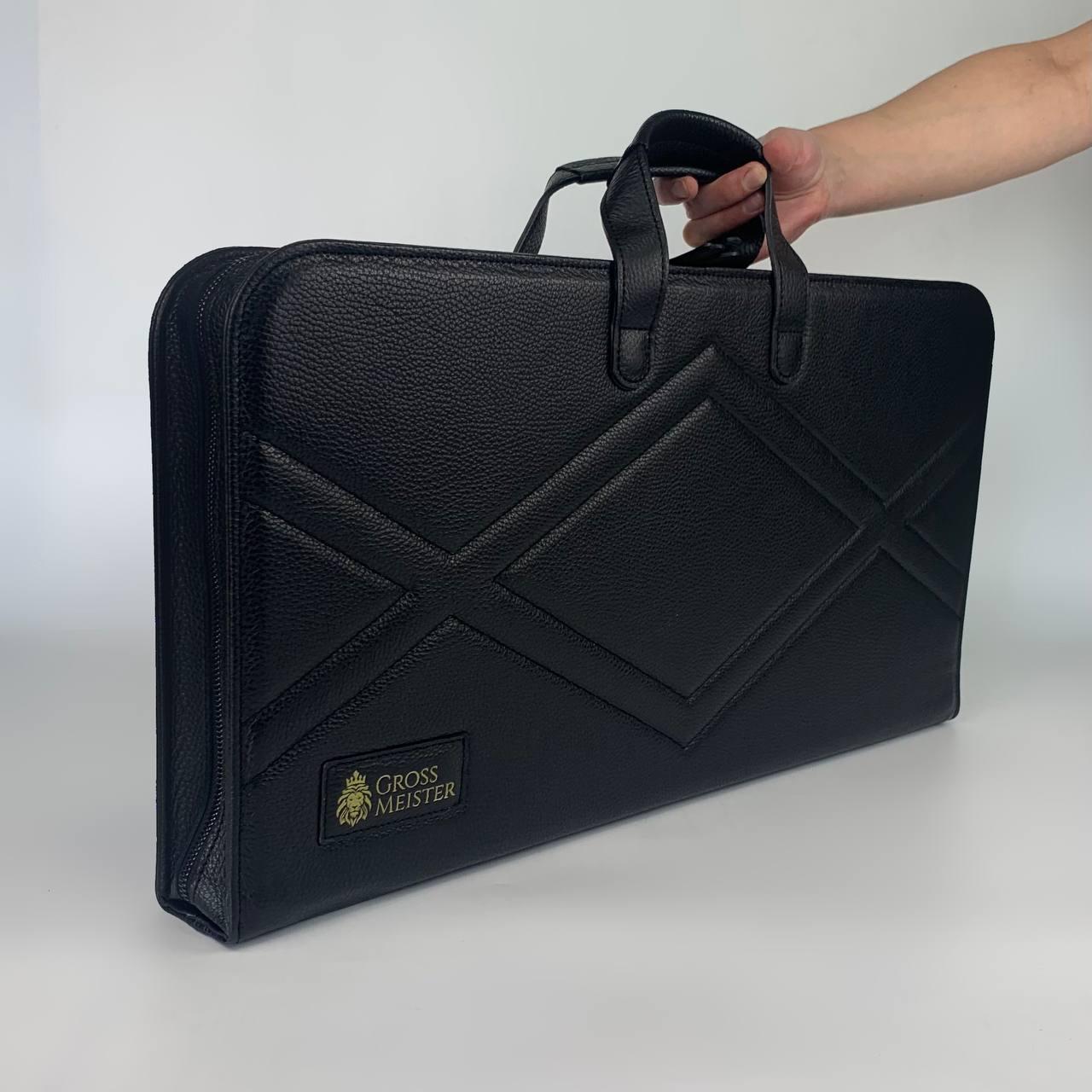 Шкіряна сумка-чохол 60x30x8 см для нард, шах, арт.990003