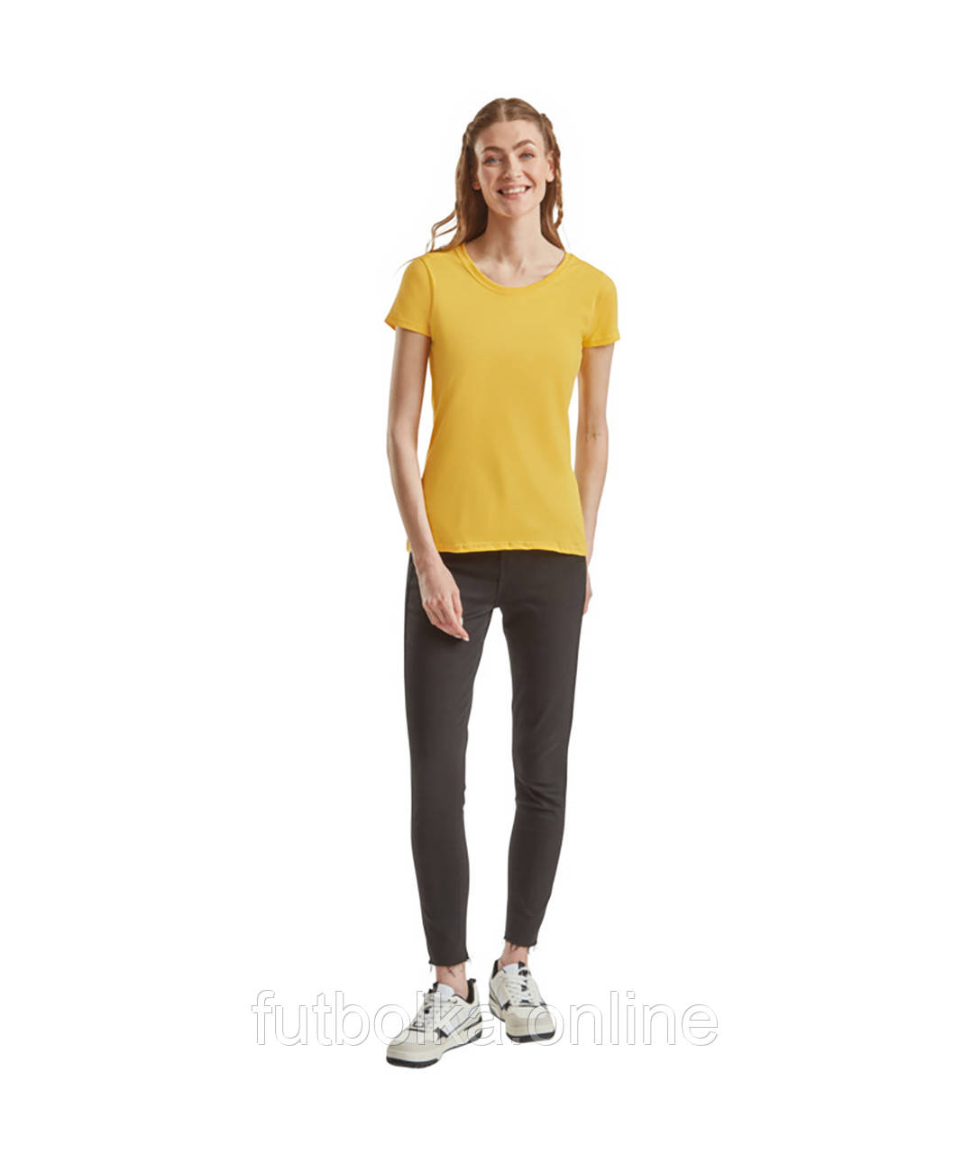 Сонячно Жовта футболка жіноча преміум якість Ringspun premium T LADY-FIT Fruit of the loom