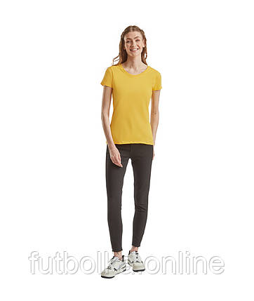 Сонячно Жовта футболка жіноча преміум якість Ringspun premium T LADY-FIT Fruit of the loom, фото 1