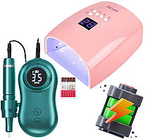 Сучасний акумуляторний набір з лампою S10 та фрезером JF-602 для манікюру та педикюру RD-48