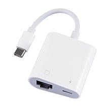 Переходник адаптер USB Type-C - RJ45 LAN Ethernet + PD, White, фото 5