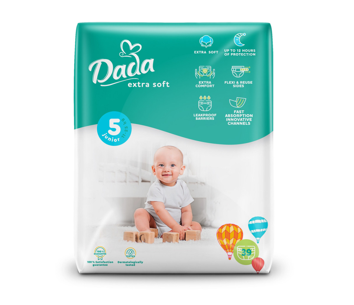 Підгузки Dada Extra Soft Junior Maxi 5 (11-25 кг) 39 шт.(Дада), фото 1