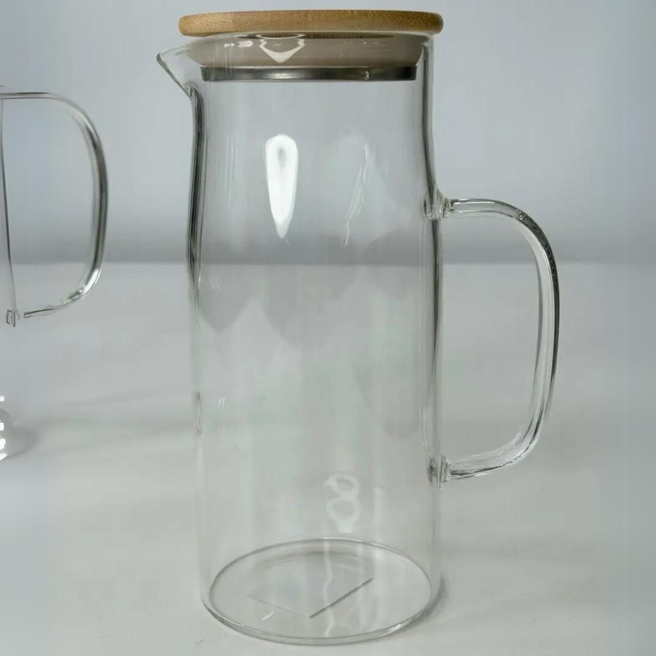 Глек з бамбуковою кришкою Глек для напоїв Глечики з кришкою Графіни для лимонаду Глек скляний