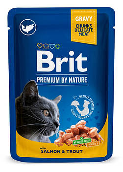 Вологий корм для котів із лососем і фореллю Brit Premium Salmon & Trout pouch 100 г