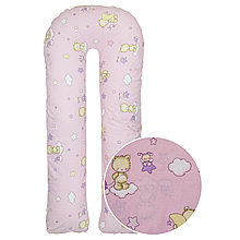 Наволочка на подушку для вагітних та годування U-maxi 140х72 см Ведмедики та зірочки на рожевому