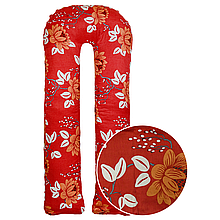 Наволочка на подушку для вагітних та годування U-maxi 140х72 см Квіти на червоному