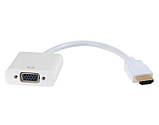 Конвертер HDMI (тато) на VGA(мама) 15cm, White, 4K/2K, Пакет Q250, фото 3