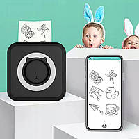 Портативний термопринтер Mini Printer C15 для друку зі смартфона без заправлення чорнила (Чорний)