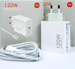 Мережевий ЗП Xiaomi GaN 120W 2 in1 USB-C & data cadel Type-C to Type-C Premium (Білий), фото 1