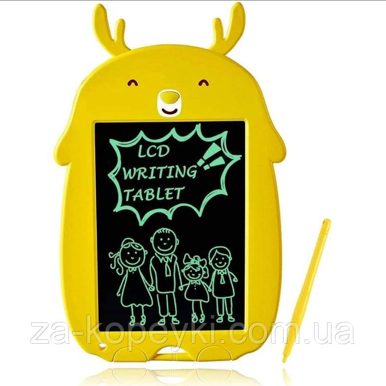 Дитячий графічний планшет для малювання Animals Writing Tablet LCD зі стилусом Жовтий