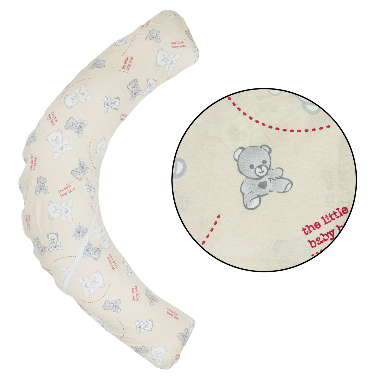 Наволочка на подушку для вагітних та годування Бумеранг 148х66 см Ведмедики на бежевому, фото 1